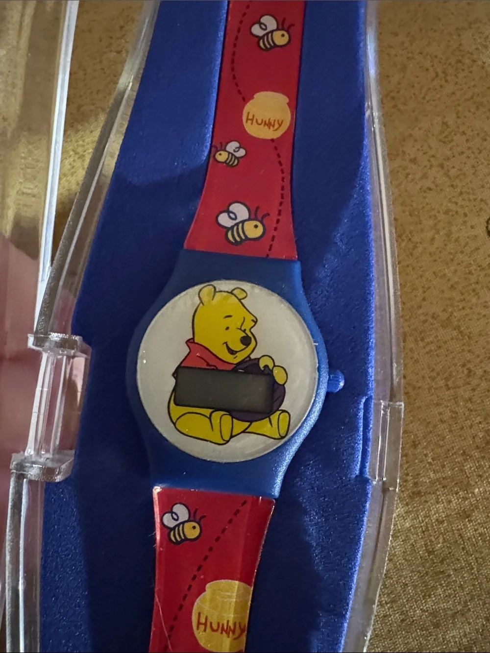 Needs batteries: Disney Red and Blue Winnie the Pooh Kids Digital Watch